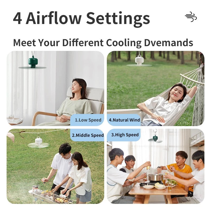 JISULIFE Outdoor Fan Life1 Ceiling Fan USB Rechargeable Portable Household Electric Hanging Fans With Remote Control